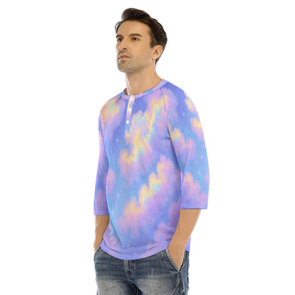 Men's Bracelet Sleeve T-shirt With Button Closure - view 3