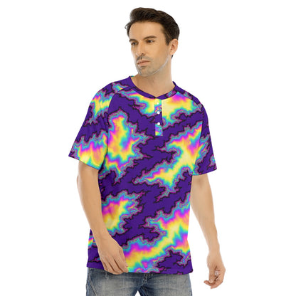 Men's Raglan Sleeve T-shirt With Button Closure