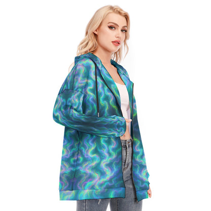 Women's Long Hoodie With Zipper Closure