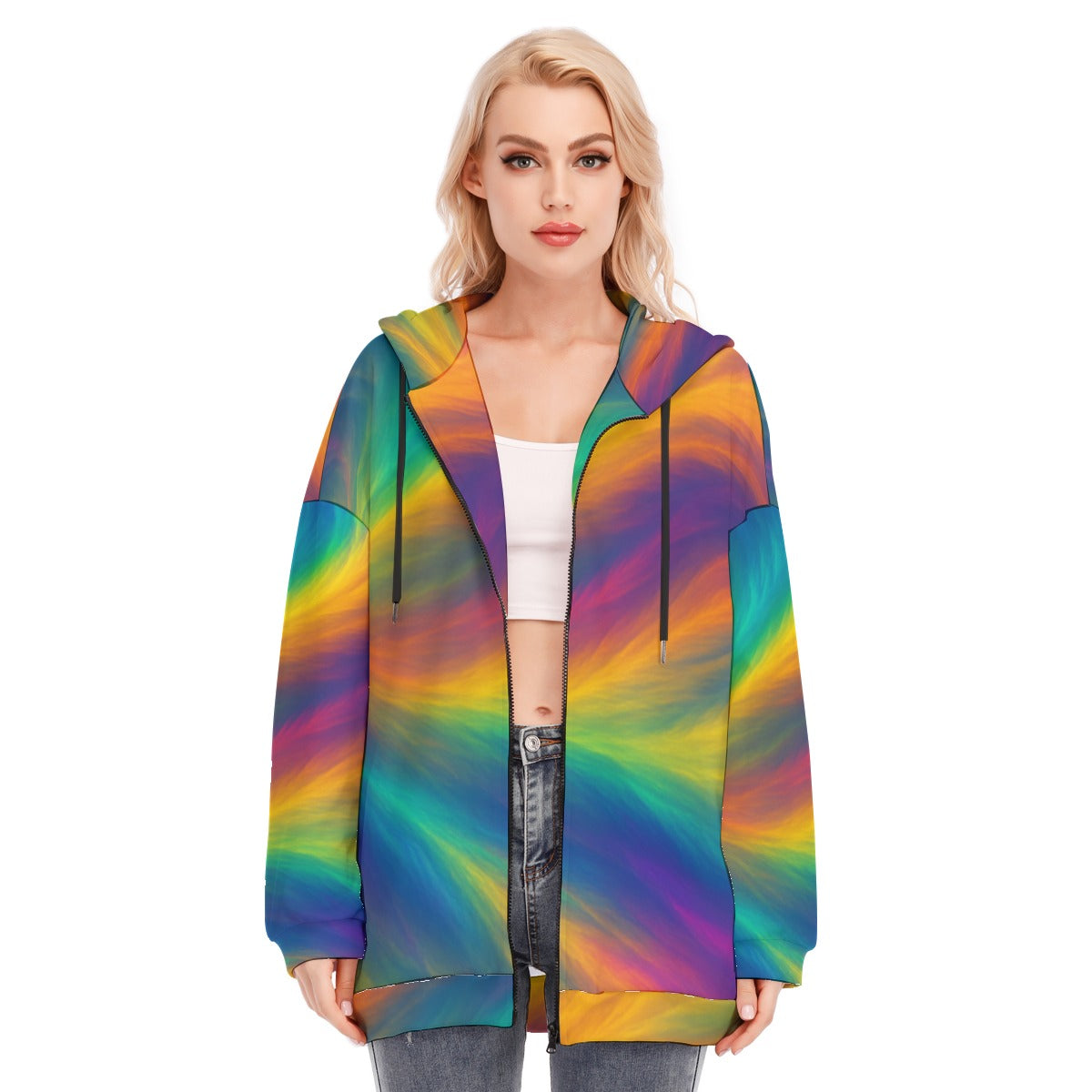 Women's Long Hoodie With Zipper Closure