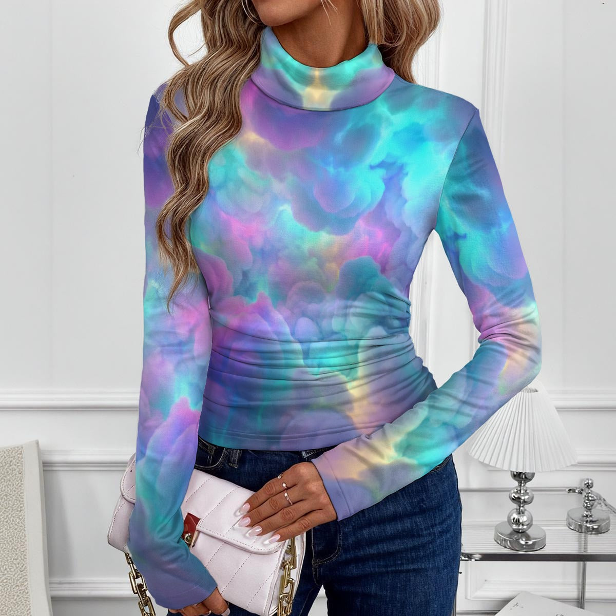 Women's Women's High-Neck Top With Long Sleeve