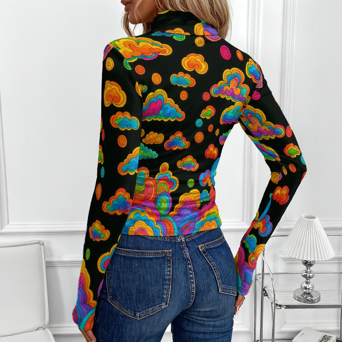 Women's Women's High-Neck Top With Long Sleeve