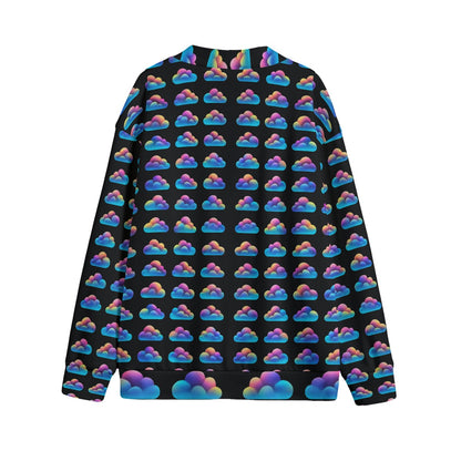 Unisex V-neck Knitted Fleece Cardigan With Button Closure