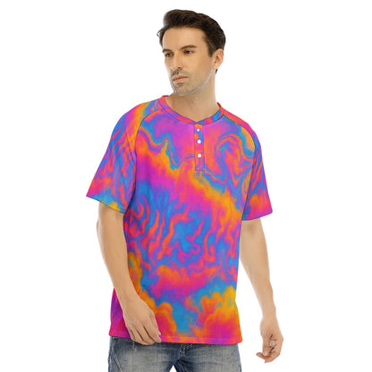 Men's Raglan Sleeve T-shirt With Button Closure