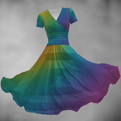 Women's Short Sleeve V Neck Midi Dress