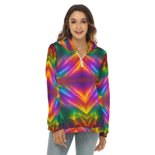 Women's Borg Fleece Hoodie With Half Zip