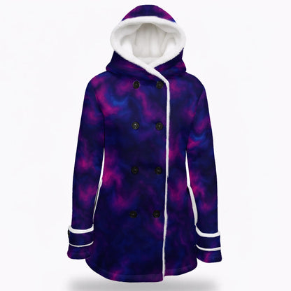 Women's Hooded Double-Breasted Winter Coat With Fleece