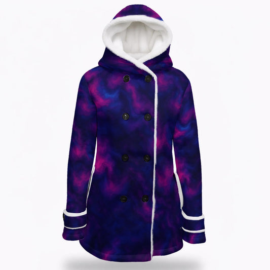 Women's Hooded Double-Breasted Winter Coat With Fleece