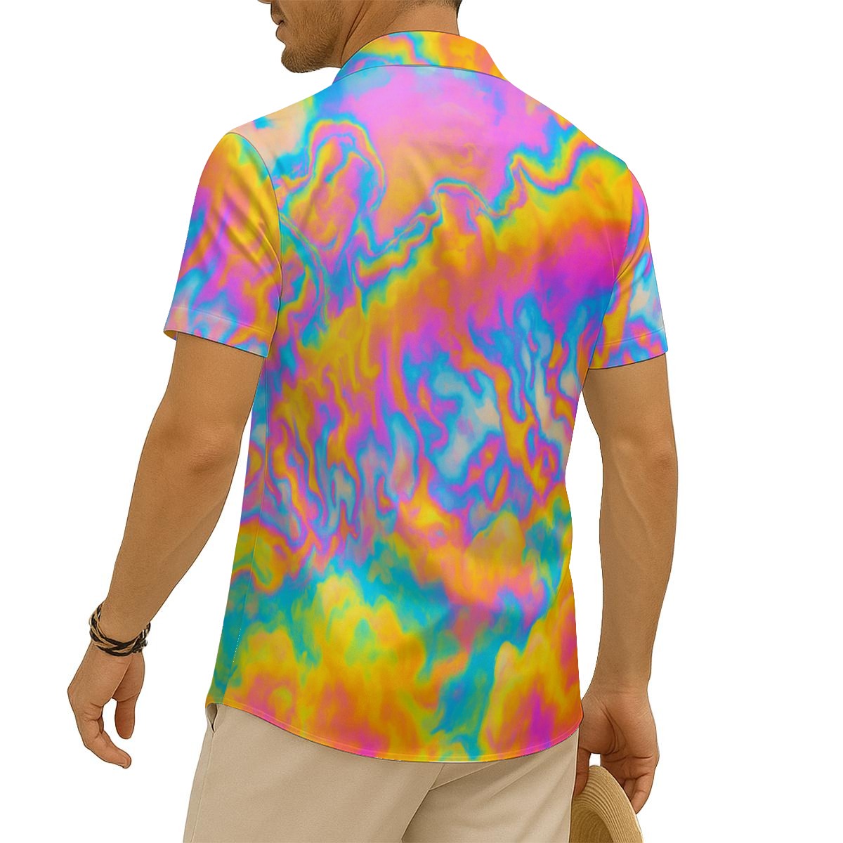 Men's Imitation Silk Short-Sleeved Shirt