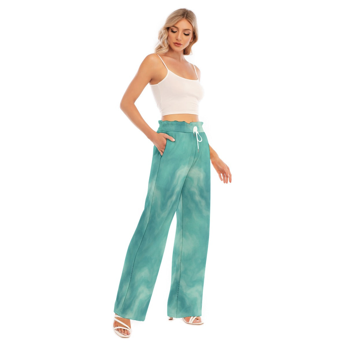 Women's Waist Fungus Edge Wide-leg Pants