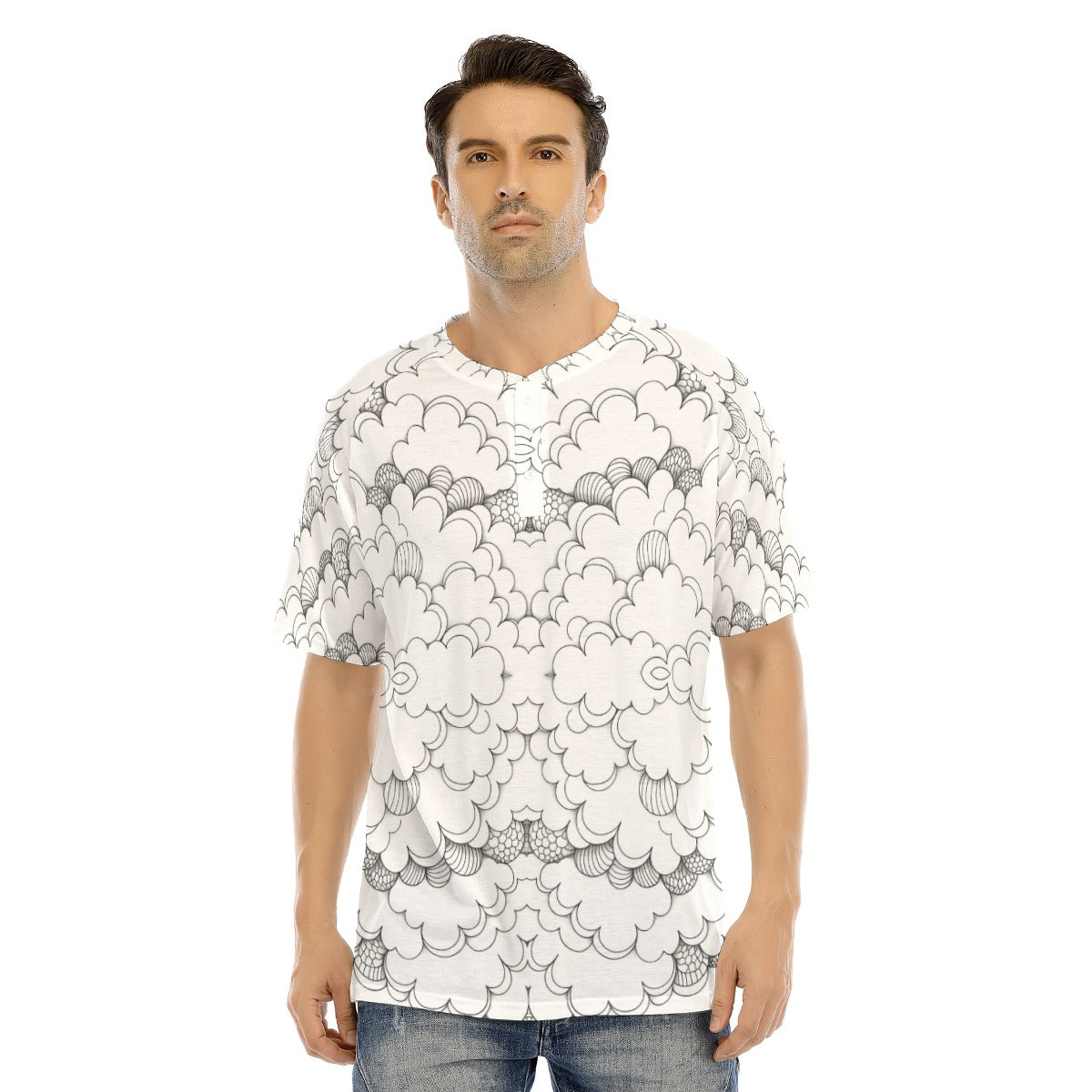 Men's Raglan Sleeve T-shirt With Button Closure
