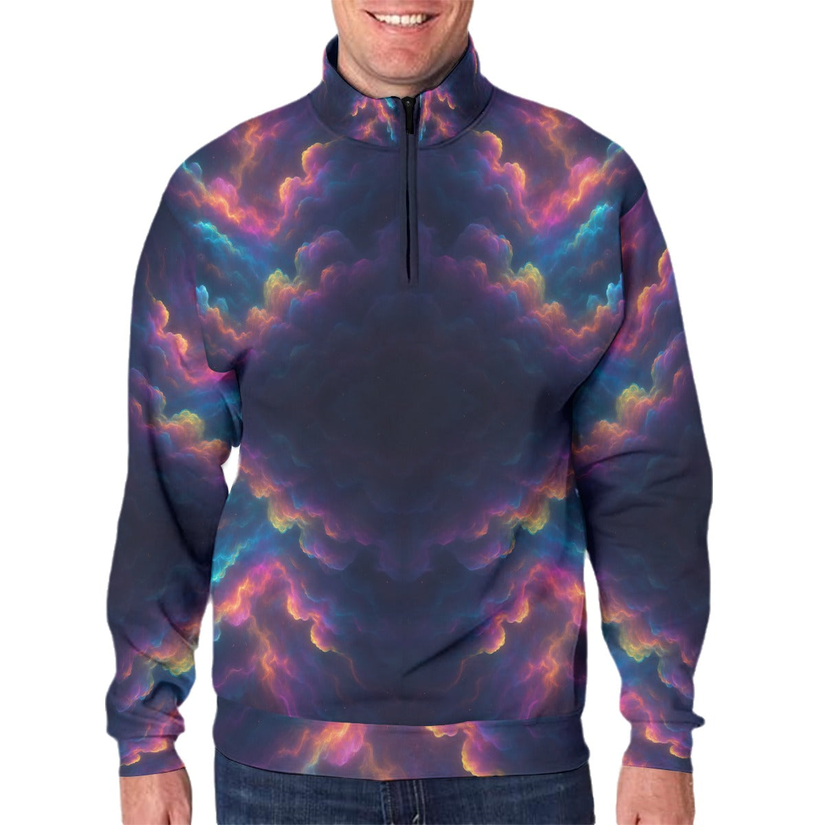 Men's Hidden Half-Zip Placket Hoodie