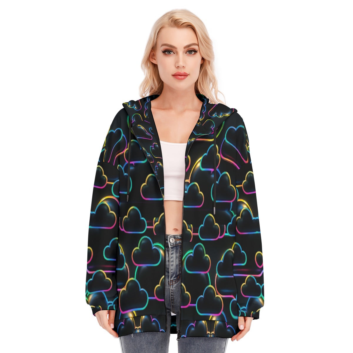 Women's Long Hoodie With Zipper Closure