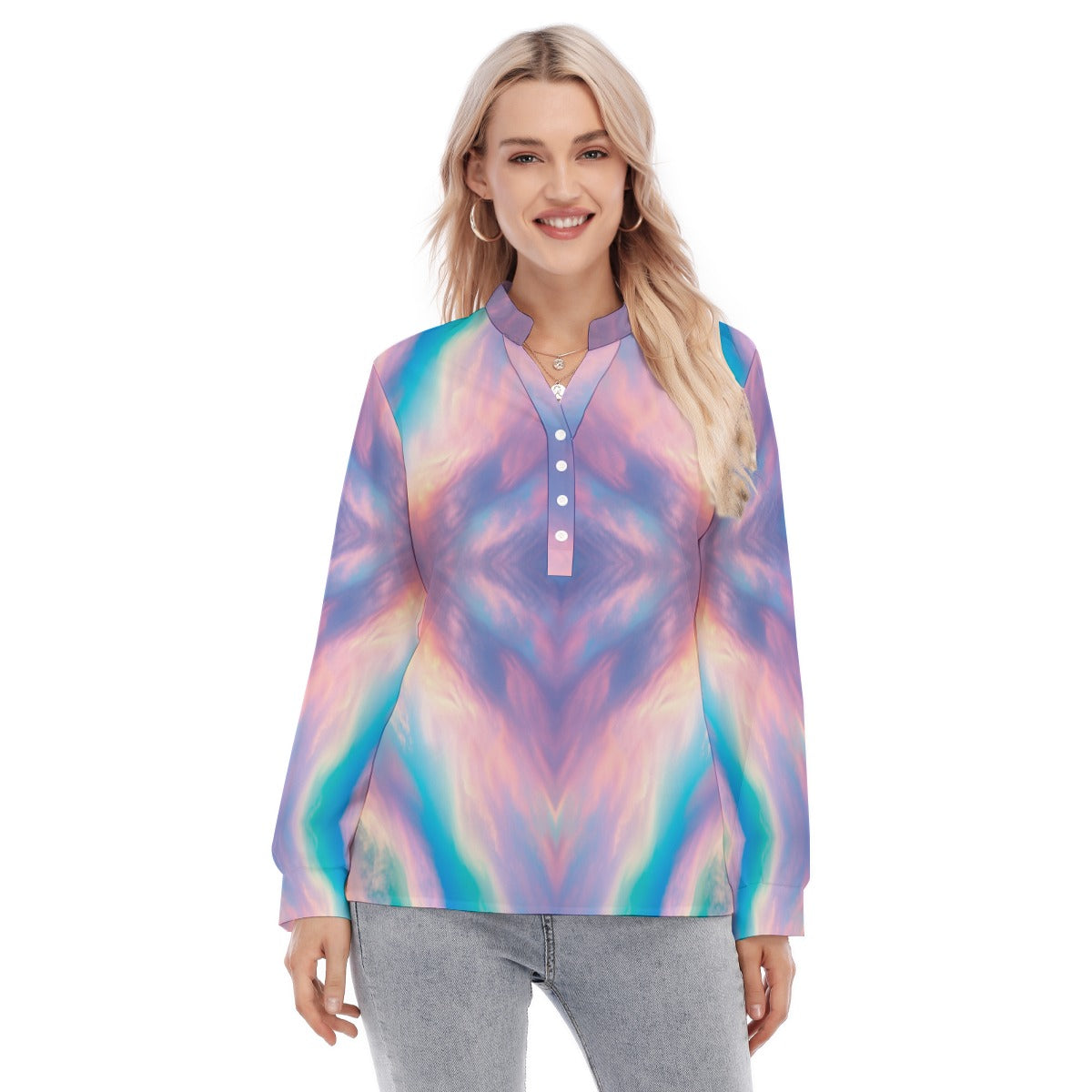 Women's Long Sleeve Blouse With Button Closure