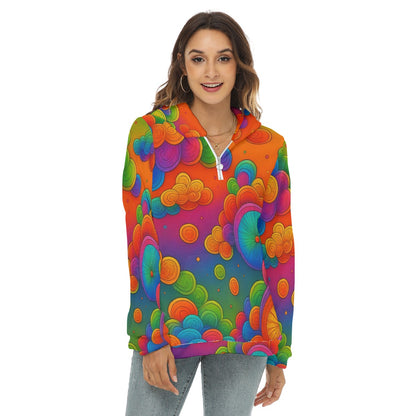 Women's Borg Fleece Hoodie With Half Zip