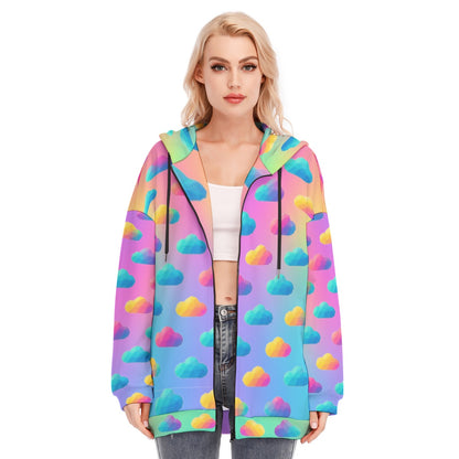 Women's Long Hoodie With Zipper Closure
