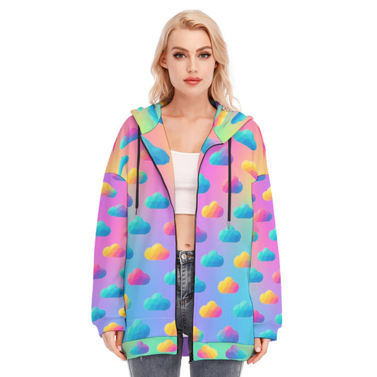 Women's Long Hoodie With Zipper Closure