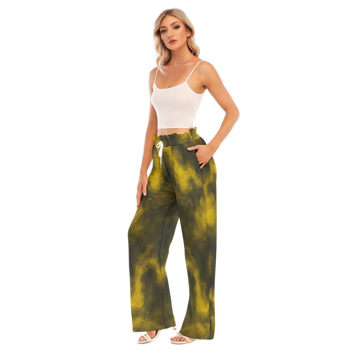 Women's Waist Fungus Edge Wide-leg Pants