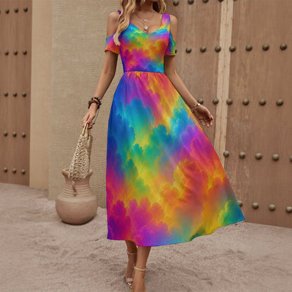 Women's V-neck Off-shoulder Dress