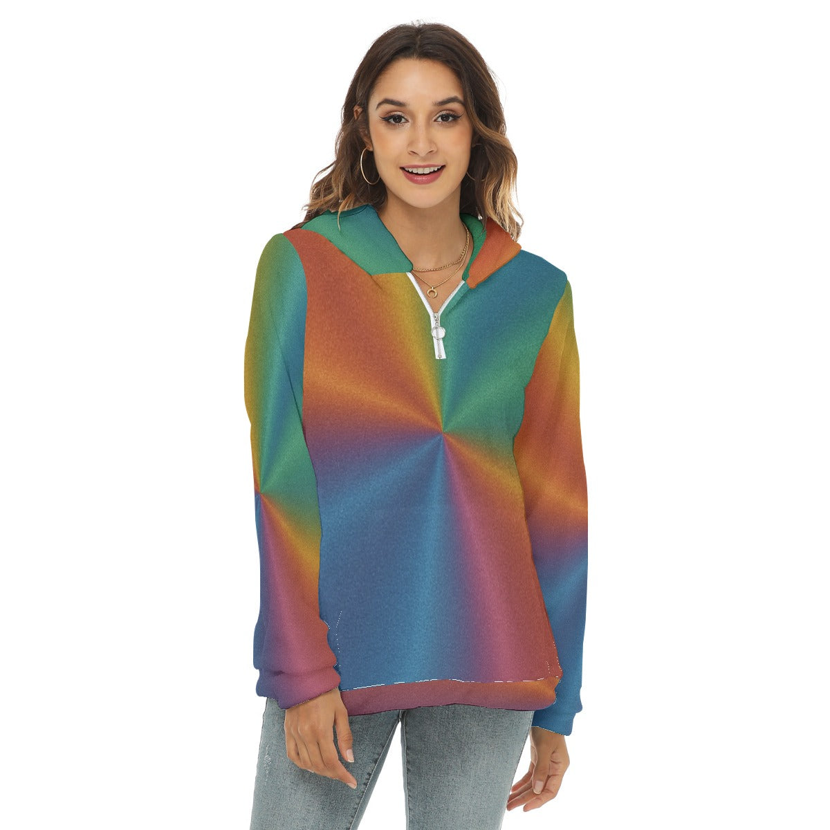 Women's Borg Fleece Hoodie With Half Zip