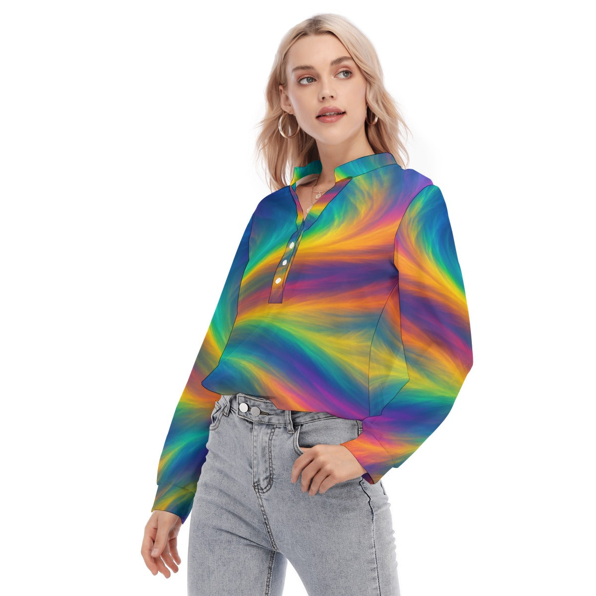 Women's Long Sleeve Blouse With Button Closure