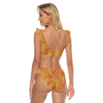 Women's Bikini Swimsuit With Ruffle Cuff Bra