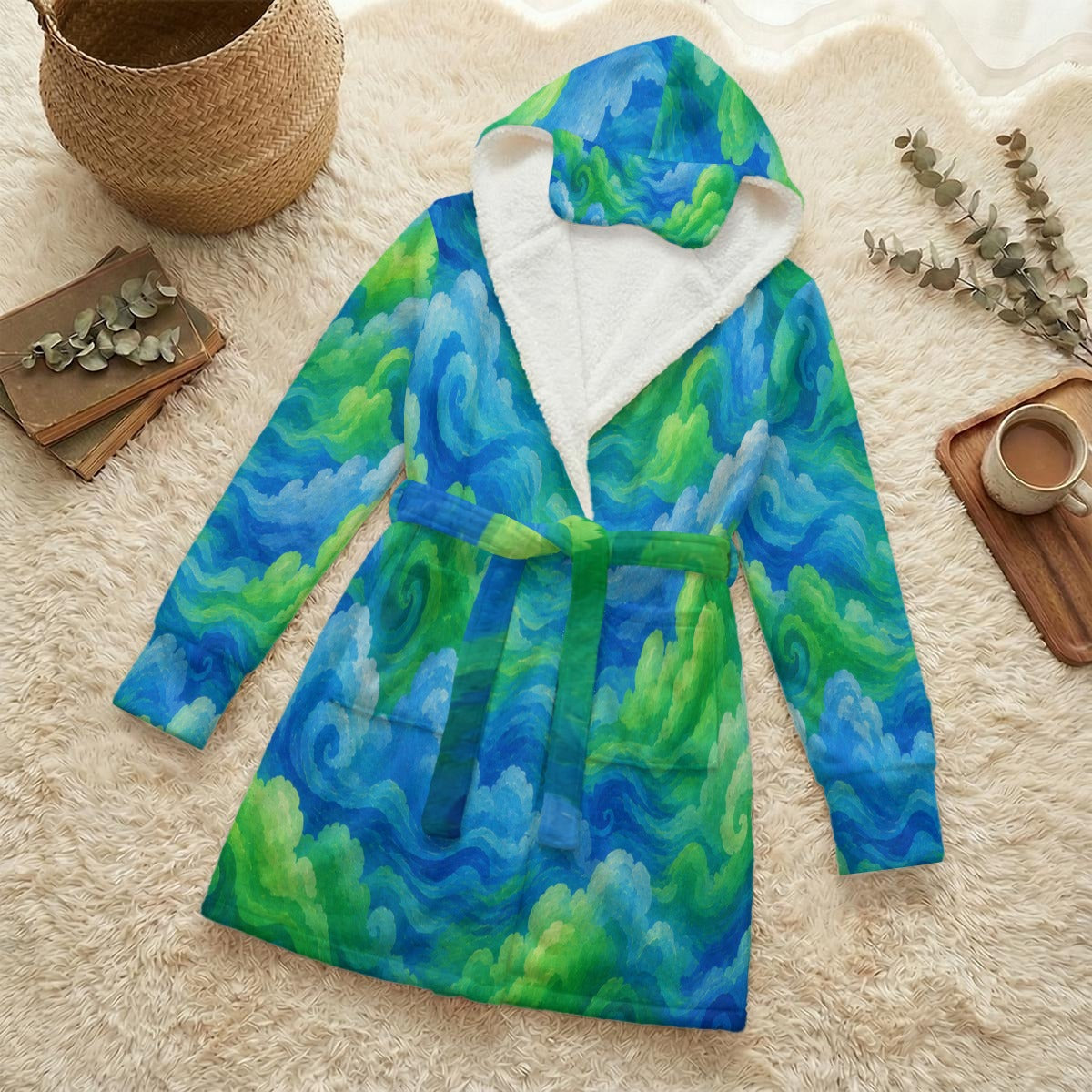 Unisex Flannel Hooded Robe With Eye Mask by O’Nimbus