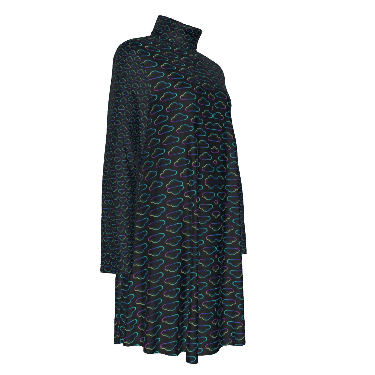 Women's High Neck Dress With Long Sleeve