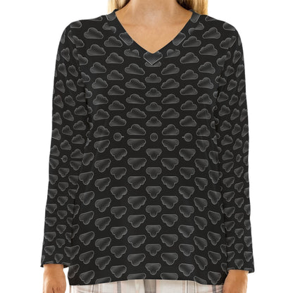 Women's Loose V-Neck T-Shirt With Long Sleeve