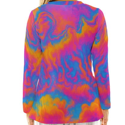 Women's Loose V-Neck T-Shirt With Long Sleeve