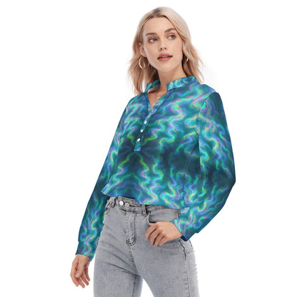 Women's Long Sleeve Blouse With Button Closure