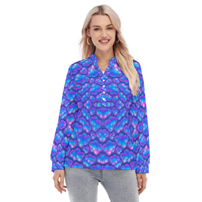 Women's Long Sleeve Blouse With Button Closure