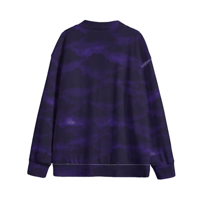 Unisex V-neck Knitted Fleece Cardigan With Button Closure