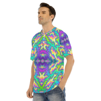 Men's Raglan Sleeve T-shirt With Button Closure