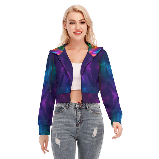 Women's Crop Top Hoodie With Zipper Closure