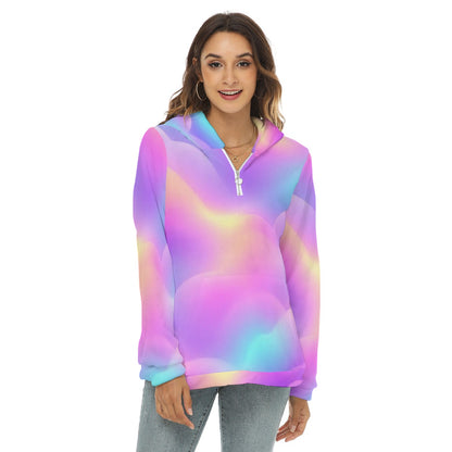 Women's Borg Fleece Hoodie With Half Zip