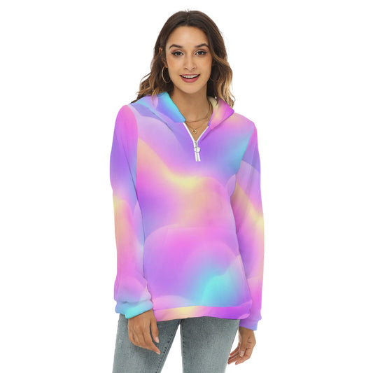 Women's Borg Fleece Hoodie With Half Zip