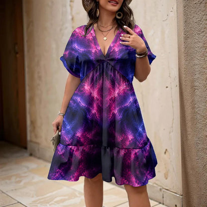 Women’s Floral V-Neck Short Sleeve Dress