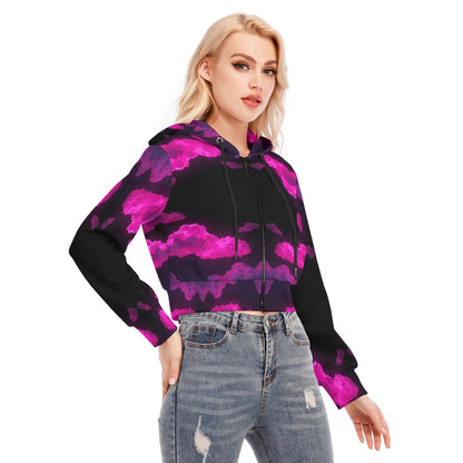 Women's Crop Top Hoodie With Zipper Closure
