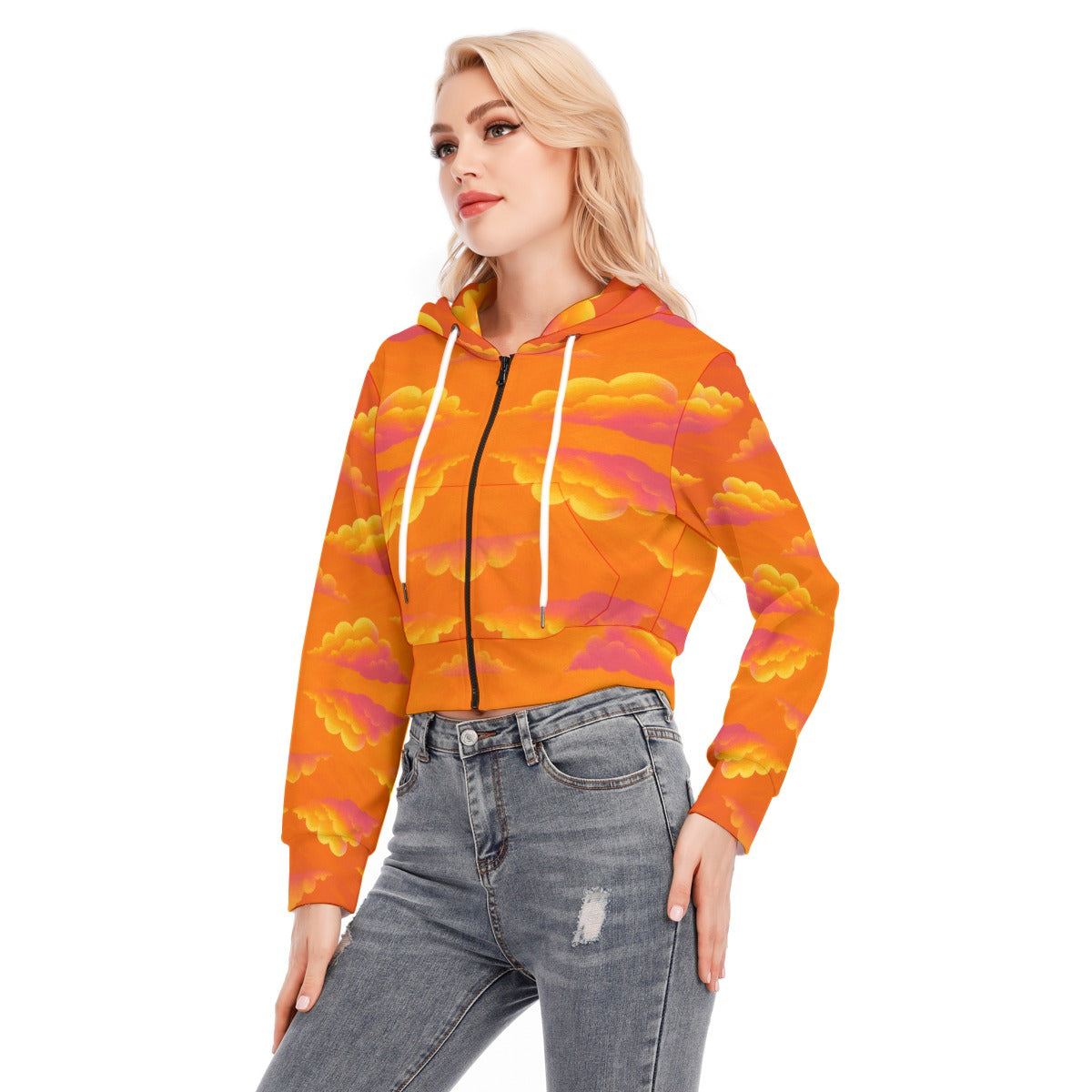 Women's Crop Top Hoodie With Zipper Closure