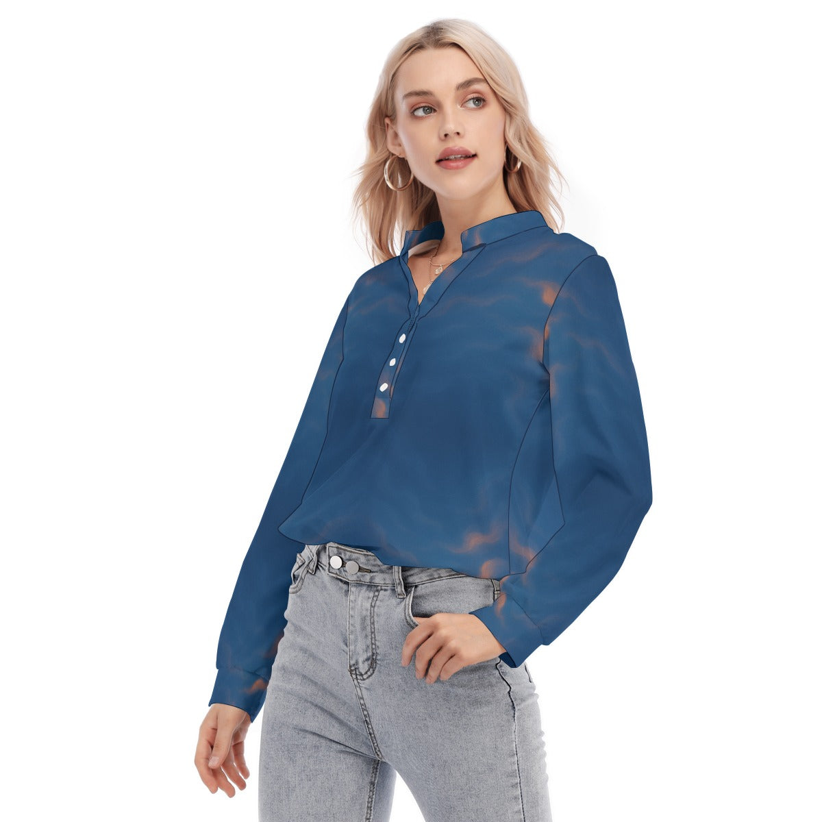 Women's Long Sleeve Blouse With Button Closure