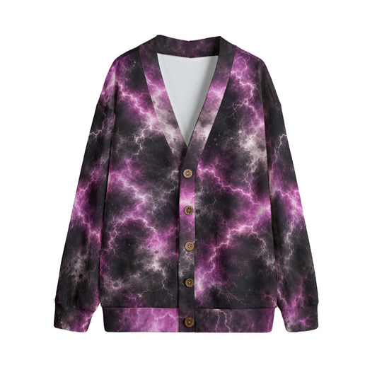 Unisex V-Neck Knitted-Fleece Button Cardigan - view 1