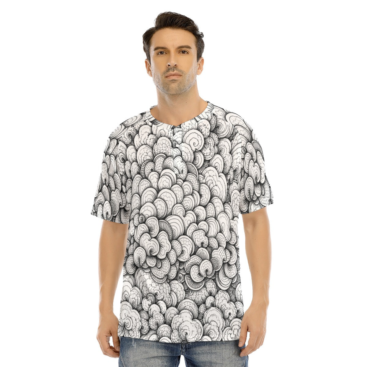 Men's Raglan Sleeve T-shirt With Button Closure