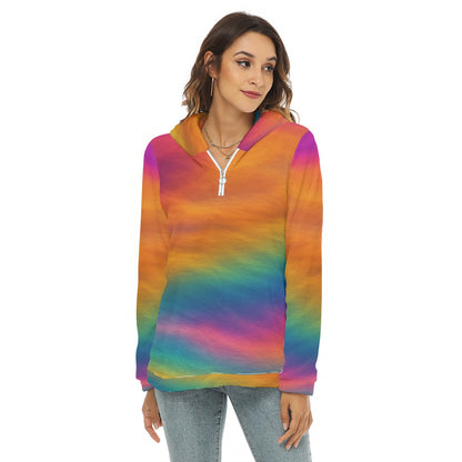 Women's Borg Fleece Hoodie With Half Zip