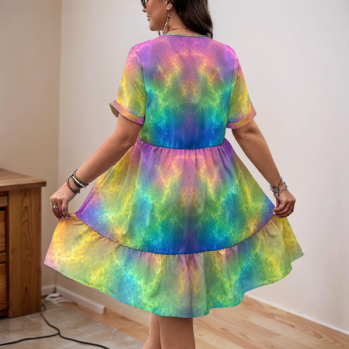 Women’s Floral V-Neck Short Sleeve Dress