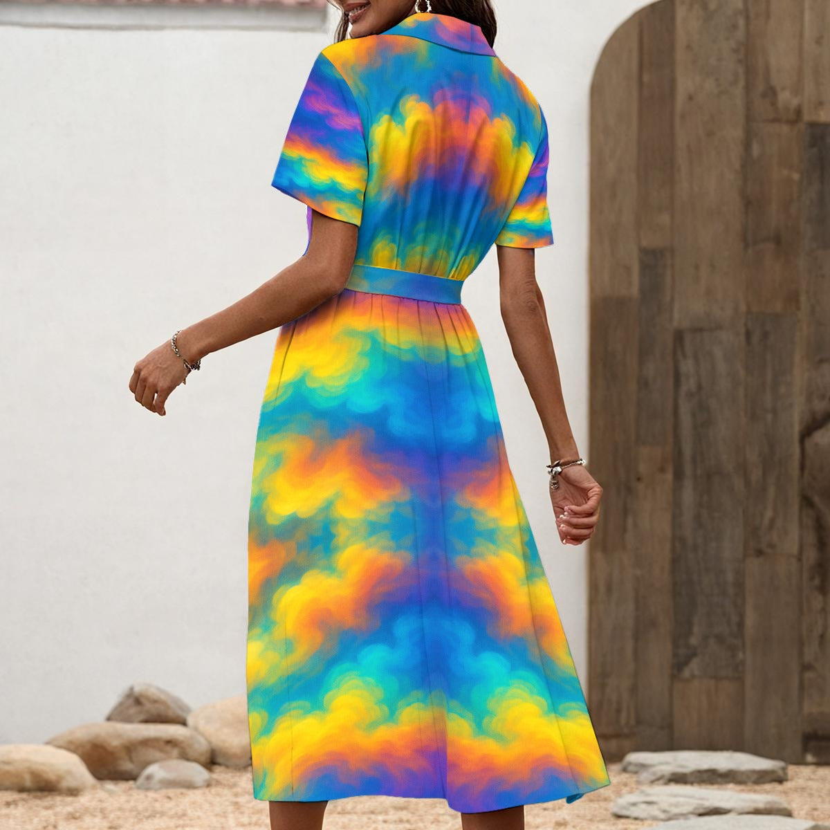 Women's Shirt Dress with Waist Tie