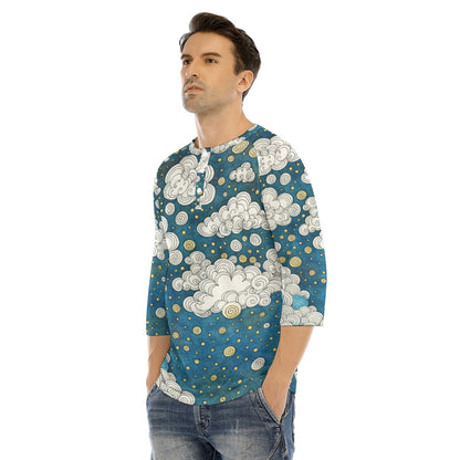 Men's Bracelet Sleeve T-shirt With Button Closure - view 3