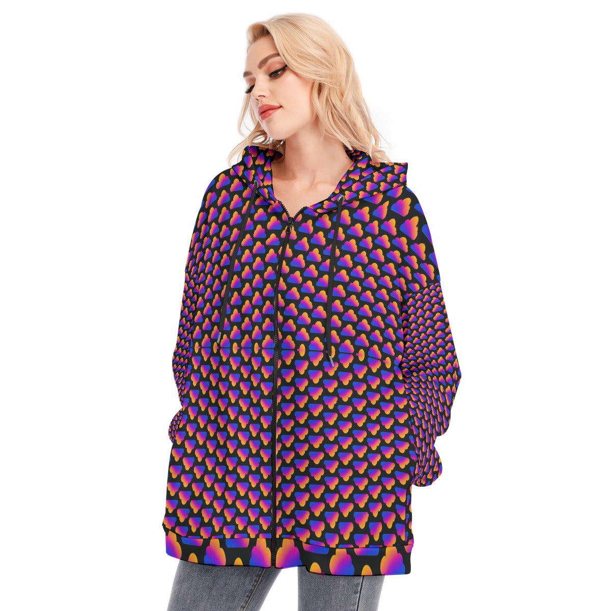 Women's Long Hoodie With Zipper Closure