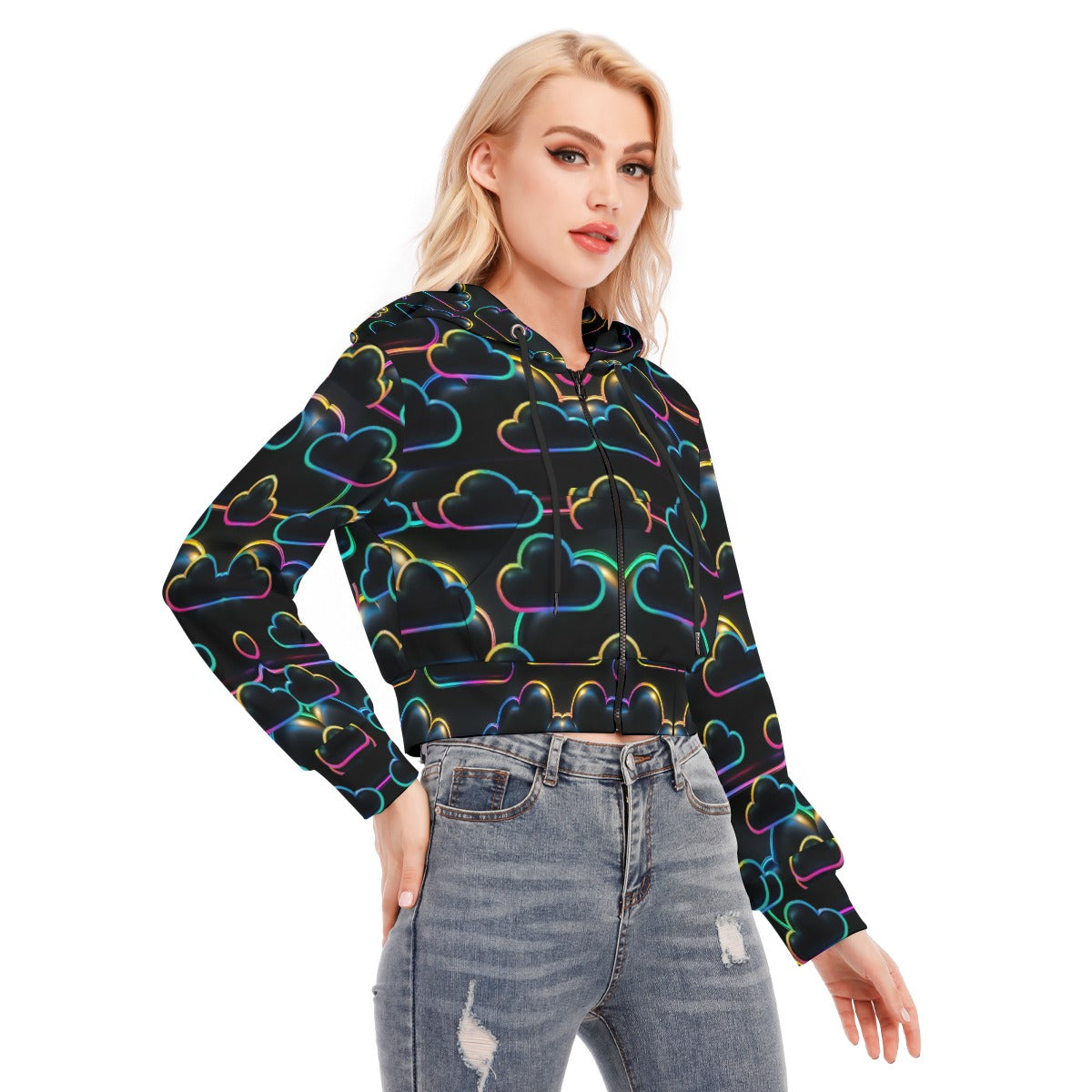 Women's Crop Top Hoodie With Zipper Closure
