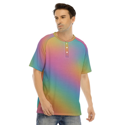 Men's Raglan Sleeve T-shirt With Button Closure